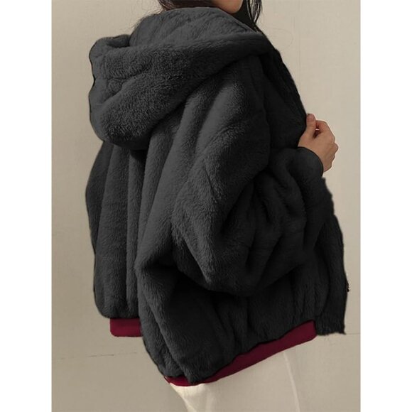 Women's Winter Coats Puffer Long Sleeve Oversized Full Zipper Warm Jackets Red - Picture 4 of 6